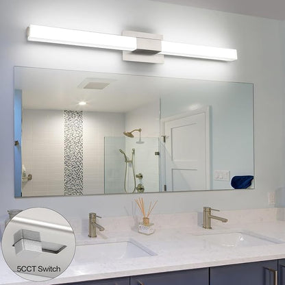Bathroom Vanity Light Brushed Nickel, Modern LED Bathroom Lighting Fixtures Over Mirror, 5CCT Dimmable 40 Inch Vanity Lighting Fixtures for Bath