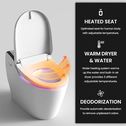 VOVO STYLEMENT TCB-8100N Smart Toilet for bathrooms, Elongated One Piece Toilet with Soft Close Lid, Auto Dual Flush, Heated Seat, Made in Korea