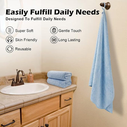 Orighty Bath Towels, Soft Feel Bath Towel, 2 Pack (27'' x 54'') | Highly Absorbent, Quick Drying Microfiber Towels for Body, Sport, Yoga, SPA, Fitness, Bathroom - Blue