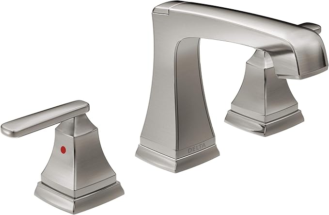Delta Ashlyn Brushed Nickel Bathroom Faucet 3 Hole, 8 Inch Widespread Bathroom Sink Faucet for Vanity, Metal Push-Pop Drain Assembly, Stainless 3564-SSMPU-DST