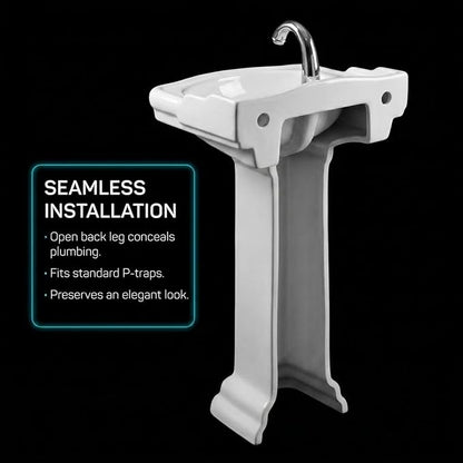 Roosevelt Bathroom Pedestal Sink – 18-Inch Small Pedestal Sink, Durable Vitreous China Ceramic with Single Hole Bathroom Sink Faucet – Ideal for Modern Bathrooms