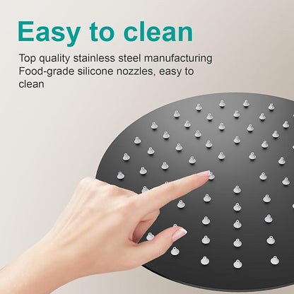 All Metal Rain Shower Head - Heavy Duty Stainless Steel, Easy Install, High Water Flow, Ultra-Thin Modern Design for Bathroom (D-Matte Black, 8)