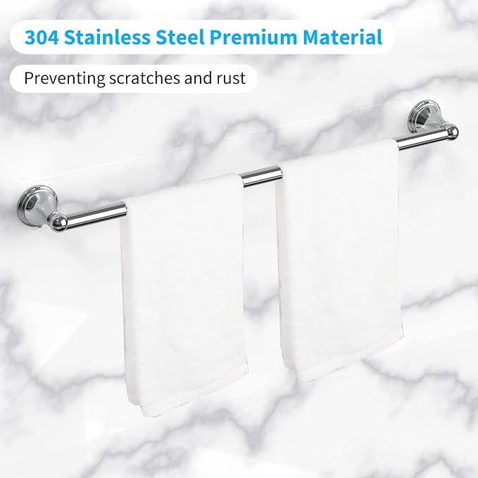8Pcs Polished Chrome Bathroom Accessories Set Towel Racks for Bathroom | 24 Inch Bath Towel Bar Set, SUS 304 Stainless Steel Bathroom Hardware Set, Towel Racks for Bathroom Wall Mounted