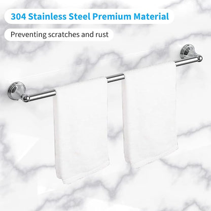 8Pcs Polished Chrome Bathroom Accessories Set Towel Racks for Bathroom | 24 Inch Bath Towel Bar Set, SUS 304 Stainless Steel Bathroom Hardware Set, Towel Racks for Bathroom Wall Mounted