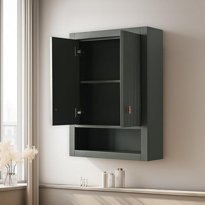 Vanity Art Vanity with Storage Cabinet & Shelves, Free-Standing Vanity with Soft-Closing Doors, Vintage Green, Golden Brushed Handware VA91-TC-VG-GB