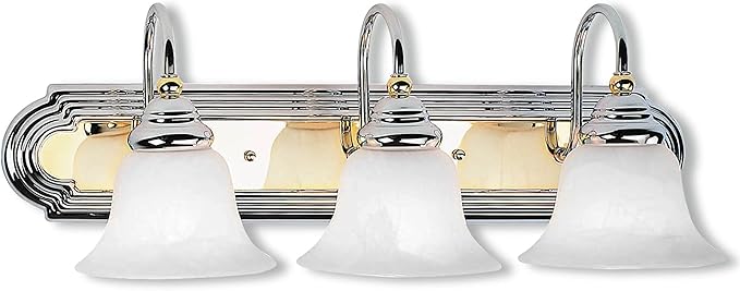 Livex Lighting 1003-52 Belmont 3-Light Bath Light, Chrome and Polished Brass