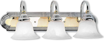 Livex Lighting 1003-52 Belmont 3-Light Bath Light, Chrome and Polished Brass