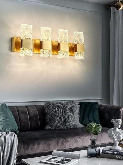 Vanity Lights Fixtures for Bathroom Wall Light Over Mirror LED Gold Crystal 40W Brushed Stainless Steel Dimmable Wall sconces for Bathroom Lighting Fixture 3000K