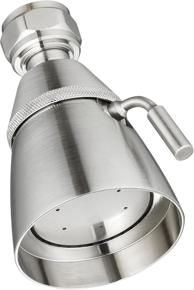 Angle Simple Shower Head High Flow, Brass Shower Sprayer, Brushed Nickel | High Pressure for Quick Rinsing, Swivel Joint & Adjustable Lever for Different Angle and Water Flow