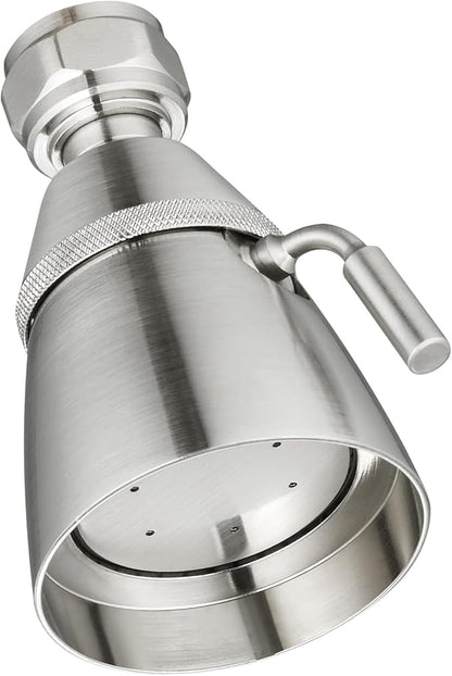 Angle Simple Shower Head High Flow, Brass Shower Sprayer, Brushed Nickel | High Pressure for Quick Rinsing, Swivel Joint & Adjustable Lever for Different Angle and Water Flow