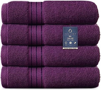 COZYART Luxury Hand Towels 4 PCS, Purple 100% Turkish Cotton 650 GSM