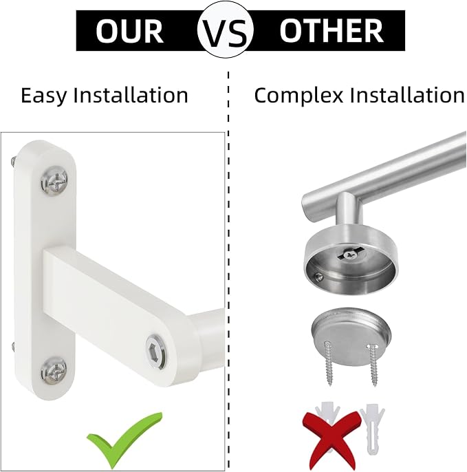 KLJKPA Towel Bar for Bathroom, 24 Inch Wall Mounted Towel Rack, White | Heavy Duty Single Towel Rod, Space-Saving Hand Towel Holder, Toilet Kitchen Towel Storage, Rustproof, Stainless Steel