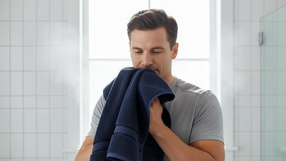 6 Piece 100% Cotton Bath Towel Set - 2 Bath - 2 Hand - 2 Face, Navy Blue | 100% Cotton • Thick & Plush • Hotel Quality • Ultra Soft • Highly Absorbent • Quick Dry • Low Lint • Machine Washable