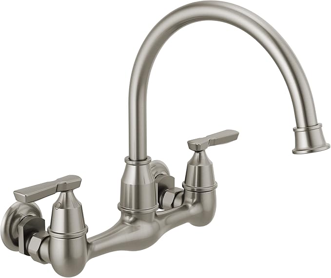 Delta Corin Wall Mount Kitchen Faucet, Brushed Nickel Stainless Steel, Single Handle, Model 22722LF-SS