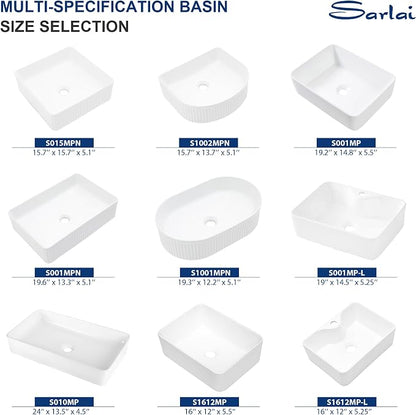 Sarlai 24 Vessel Sink Rectangle - 24 x 14 Inch Bathroom Sink Modern Large Rectangular Above Counter White Porcelain Ceramic Bathroom Vessel Vanity Sink Art Basin