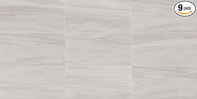 Daltile Costar 12" x 24" Marble Look Porcelain Floor Tile in Matte Calacatta Sky for Kitchen, Bathroom, Living Room Floors