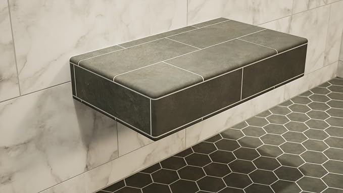 46in. x 14in. x 4in. The Original Floating Shower Bench Kit with Wedi Boards & Original Shower Bench Bracket