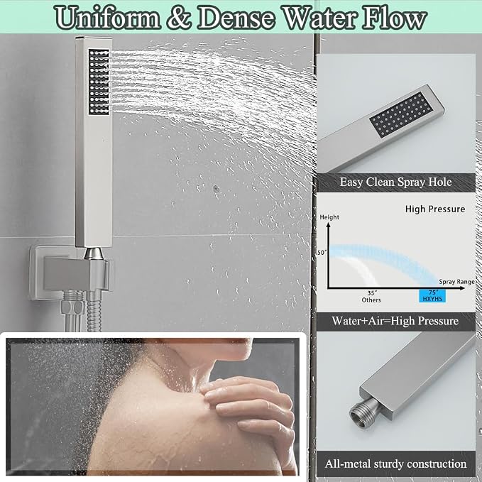 Hand Shower Wand Handheld Shower Spray High Pressure Single Function Luxury Hand Showerhead Brushed Nickel
