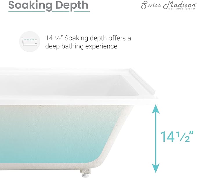 Swiss Madison Voltaire 60" x 30" Left-Hand Drain Alcove Bathtub