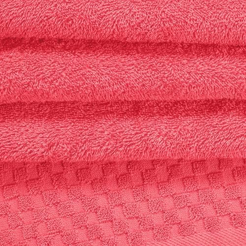 MyOwn Ultra Soft 3 Pack Cotton Towel Set, Contains a Bath Towels 28x55 inch, a Hand Towels 16x24 inch & a Wash Coths 12x12 inch, Ideal Everyday use, Compact & Lightweight - Coral Orange
