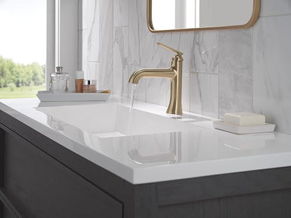 Delta Bonacci Brushed Gold Bathroom Faucet 1 Hole, Single Hole Bathroom Sink Faucet for Vanity, Lumicoat Champagne Bronze 545-CZ-PR-LPU-DST (Drain Not Included)