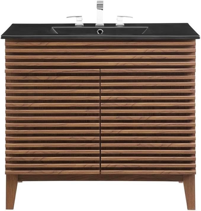 Modway Render 36" Bathroom Vanity in Walnut Black