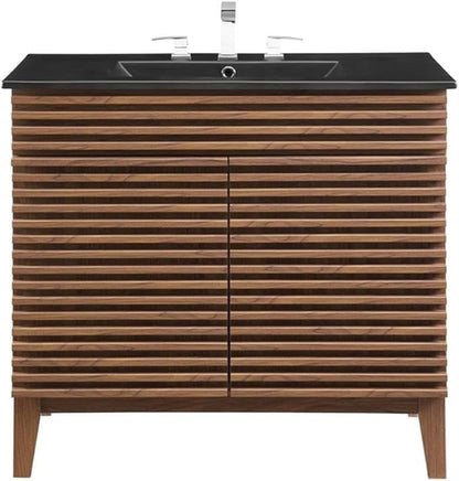 Modway Render 36" Bathroom Vanity in Walnut Black