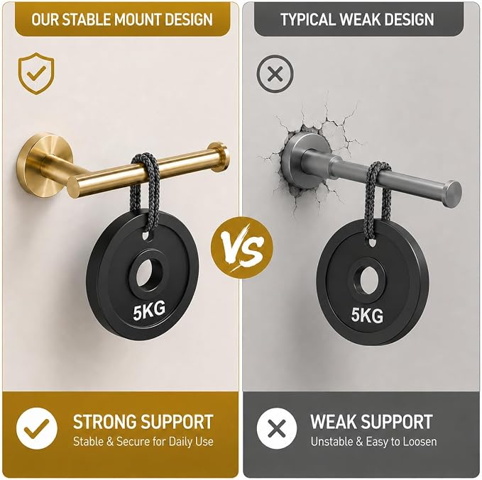 Toilet Paper Holder Towel Ring Brushed Gold Bathroom Hardware Hand Towel Holder Bathroom Accessories Set Wall Mount Stainless Steel 2 Pieces