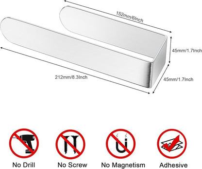 HUFEEOH Hand Towel Holder, Silver Hand Towel Bar, Self Adhesive Bathroom Towel Bar Stick on Wall, Stainless Steel Brushed