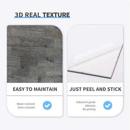 Art3d Peel and Stick Backsplashes Wall Tile Gray Wood Grain, 5-Pack of 13.5x11.4inches, for Kitchen Backsplash, Bathroom Decoration, Fireplace and Stair Riser Decal, Made of PVC Composite Laminate