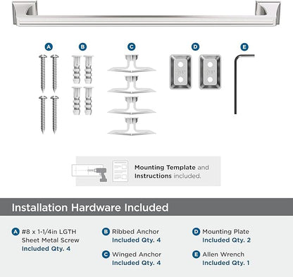 Amerock Mulholland Polished Nickel 18 inch (457mm) Towel Bar, BH36023PN
