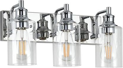 3-Light Bathroom Light Fixtures Modern Chrome Vanity Lights for Bathroom Lighting Fixtures Over Mirror for Cabinet Mirror Bedroom Hallway