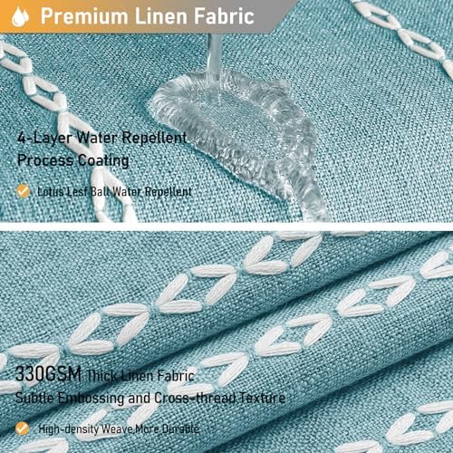 BTTN Teal Boho Farmhouse Linen Heavy Duty Cloth Shower Curtain Set, 72x72