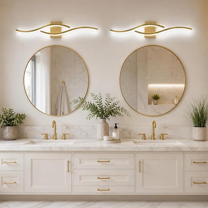 Modern Vanity Lights Dimmable Bathroom Light Fixtures Over Mirror Bathroom LED Vanity Light for Bathroom Living Room (Gold,39.37Inch,5500K)
