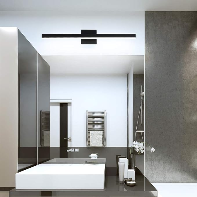 Aipsun 27.6 inch Modern Black Vanity Light LED Bathroom Vanity Light Fixtures Black Wall Light for Bathroom (White Light)