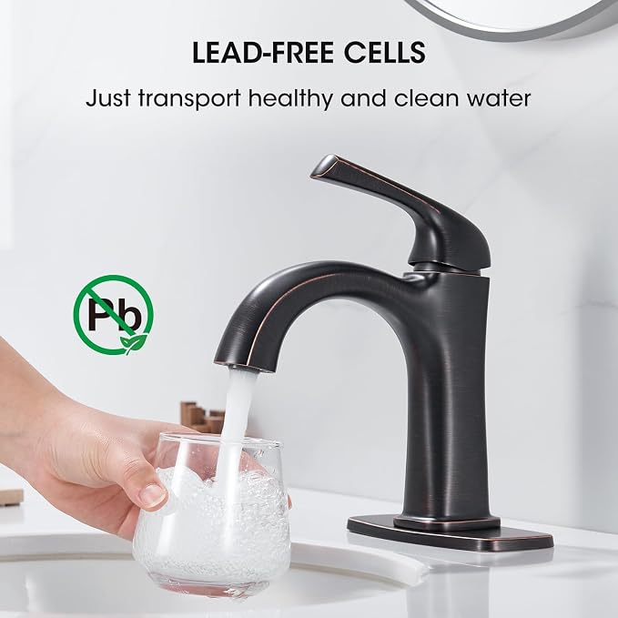 Bathroom Sink Faucet 1 Hole Oil Rubbed Bronze Bathroom Faucets | For Vanity One Hole Bathroom Faucet with Pop Up Drain & Deckplate Farmhouse
