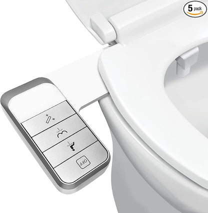 Bidet Attachment for Toilet,0.23 In Ultra Thin, Dual Nozzles,Cold Water | Self-Cleaning Nozzles,Adjustable Water Pressure,One Click Detach,Rotate Button Control,Fits Most Toilets,White,Square