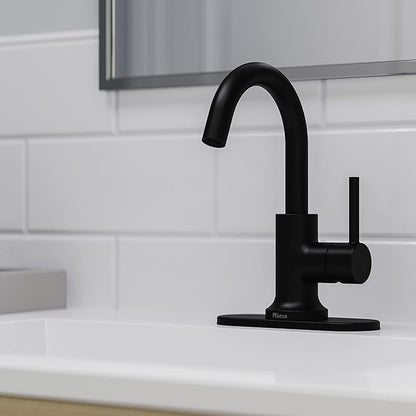 Pfister Zeelan Bathroom Sink Faucet, Single Control, 1-Handle, Single Hole, NSF Certified, Matte Black Finish, LF042ZLB