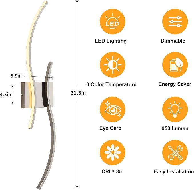KARTOOSH Hardwired LED Vanity Lights for Bathroom | 1 Pack 31.5 Inch, 3CCT Dimmable, Waterproof, Rustproof, Bathroom Light Fixtures Over Mirror