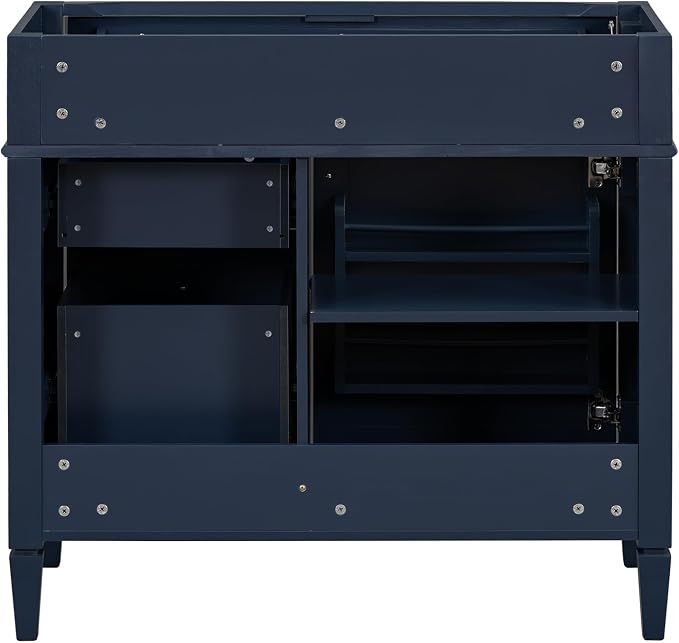 36" Bathroom Vanity Without Top Sink,Modern Freestanding Storage Cabinet with 2 Soft-Close Drawers & Tip-Out Tray,Solid Wood Frame Vanity Only w/Adjustable Shelf & Door Organizer,Blue