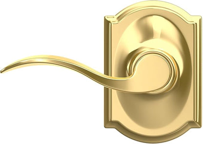 SCHLAGE Accent Lever with Camelot Trim Hall and Closet Lock in Bright Brass - F10 ACC 605 CAM
