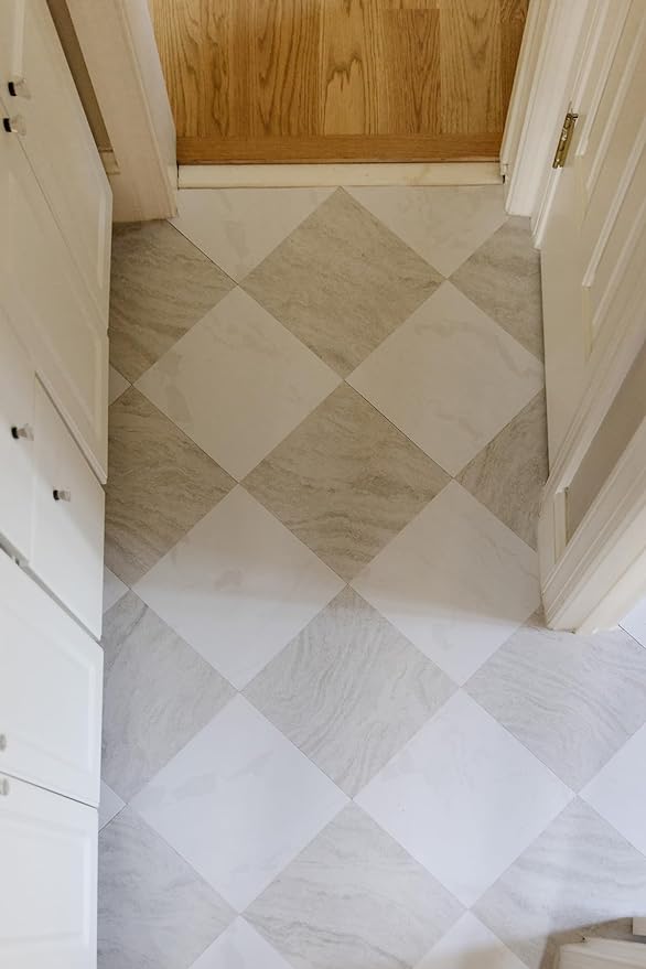 FloorPops x Chris Loves Julia 12-in by 12-in Bonneville Beige Peel and Stick Floor Tiles, FP5061