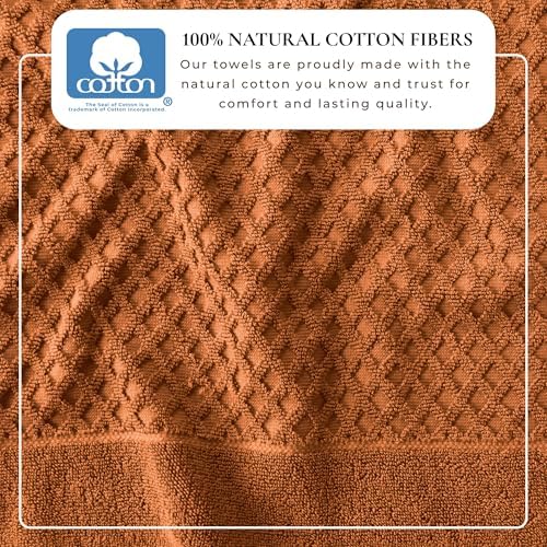 Great Bay Home Hand Towels - 100% Cotton 6 Pack 26x16 Hand Towel Set - Absorbent, Durable, Quick-Dry Towels for Bathroom (Copper)
