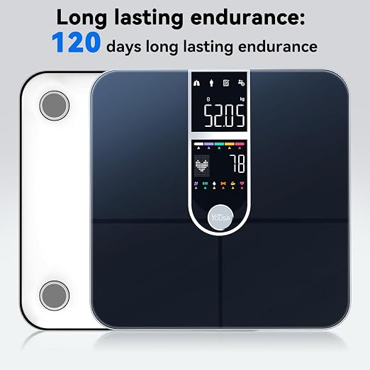 Smart Scale with BMI Body Fat Muscle Mass Digital Bathroom Weight Scale with Accurate 17 Core Body Composition Analyzer Fat Percentage Dual Large VA Color Screen Bluetooth Sync App for Home Use
