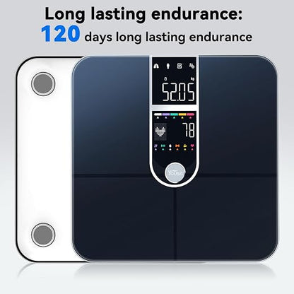 Smart Scale with BMI Body Fat Muscle Mass Digital Bathroom Weight Scale with Accurate 17 Core Body Composition Analyzer Fat Percentage Dual Large VA Color Screen Bluetooth Sync App for Home Use