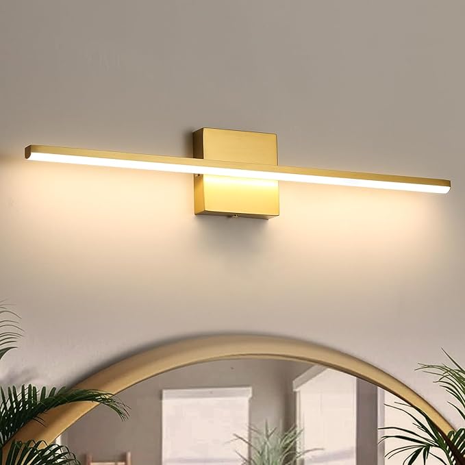 Modern Bathroom Vanity Light 24 Inch, 18W Brushed Brass Bathroom Light Fixture Over Mirror, Dimmable 5CCT LED Wall Sconce Lighting for Restro