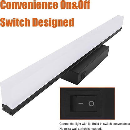 Facon 16.5Inch 12V LED RV Vanity Lights Fixtures with On&Off Switch, Matt Black Finished, RV Wall Sconces Bathroom Mirror Light with Acrylic Lens, 12Volts DC for RV, Camper, Motorhome