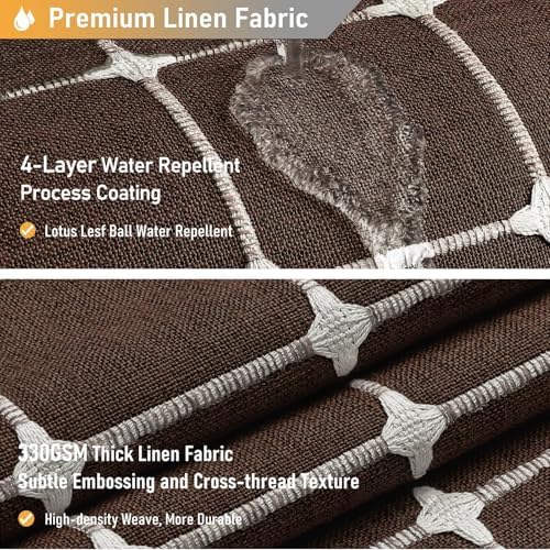 BTTN Stall Boho Farmhouse Linen Heavy Duty Shower Curtain Set, 36x72, Brown