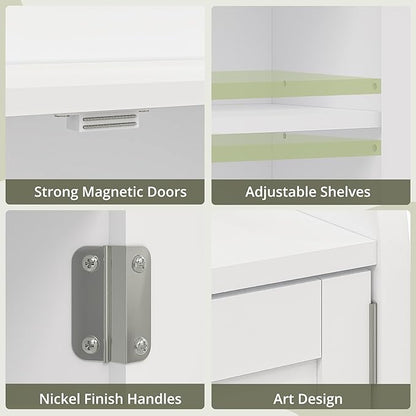 VECELO Bathroom Wall Cabinet, Wall Mounted Medicine Cabinet, Space Saver Storage Cabinet with Towel Bar for Bathroom Laundry Room Kitchen