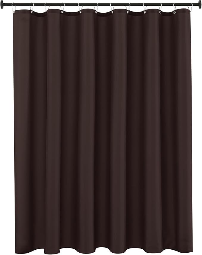 Biscaynebay Extra Long Fabric Shower Curtain Liners 72" Width by 84" Length, Brown Water Resistant Bathroom Curtains Rust Resistant Grommets Top Weighted Bottom Hem Machine Washable
